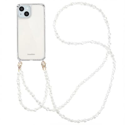 imoshion Hoesje - Geschikt voor Apple iPhone 15 - Backcover met koord + armband - Parels hartjes - Parels Hartjes