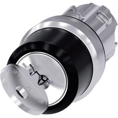 Siemens 3SU10504BF110AA0 3SU1050-4BF11-0AA0 Sleutelschakelaar Metalen frontring, Hoogglans Sleutel Zwart 1 x 90 ° Sleutel-ontgrendeling 1 stuk(s)