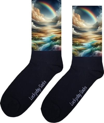 Regenboog - Aquarel - Verjaardag cadeau - Grappige sokken - Leuke sokken voor heren en dames - Moederdag - Vaderdag - Cadeau voor hem en haar - Kerstcadeau - Vrolijke sokken - Valentijns cadeau - Maat 37-44