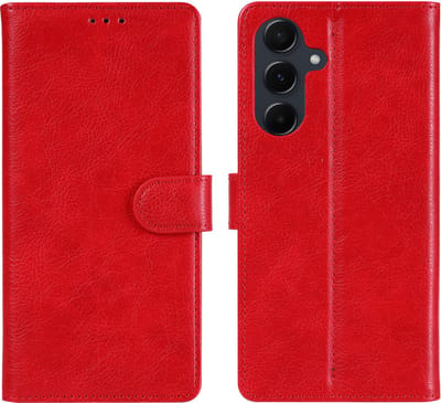 Hoesje Geschikt Voor Samsung Galaxy A37 Hoesje Rood - met Pasjeshouder – bookcase Portemonnee - Walletcase - Portemonneehoes
