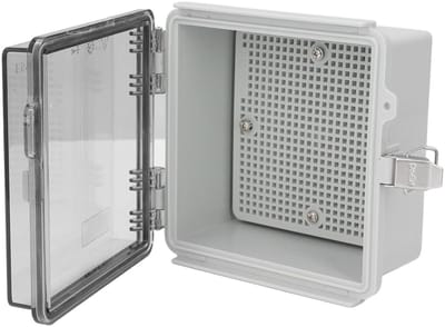 Waterdichte aansluitdoos van ABS kunststof, 5.91 x 5.91 x 3.54 inch, IP67, voor buitengebruik met roestvrijstalen slot en bevestigingsplaat
