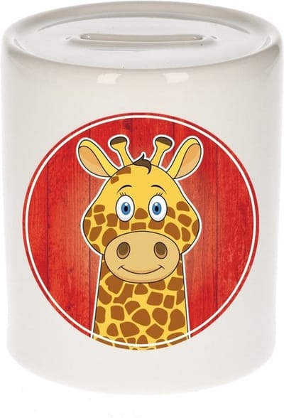 Vrolijke giraffe dieren spaarpot 9 cm - keramiek - spaarpotten voor kinderen