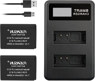 Camera Batterij Set - Accu's met Lader - Fotografie - Oplaadbaar - 1250 mAh - Zwart