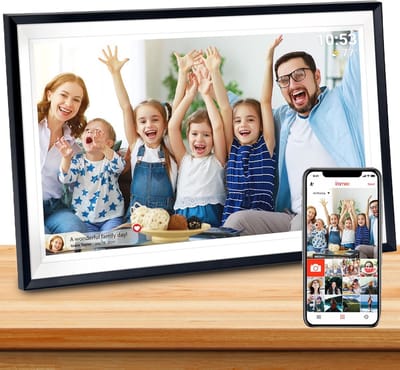Digitale fotolijst - WiFi Smart fotolijst - 15,6 inch - 1080P HD IPS touchscreen - 32 GB opslag - automatische beeldrotatie - deel foto's op afstand - voor thuis en als cadeau