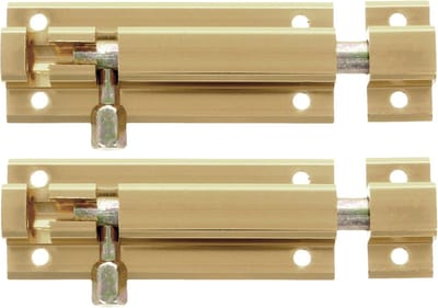 AMIG schuifslot/plaatgrendel - 2x - aluminium - 15 cm - goudkleur - deur - schutting - raam slot