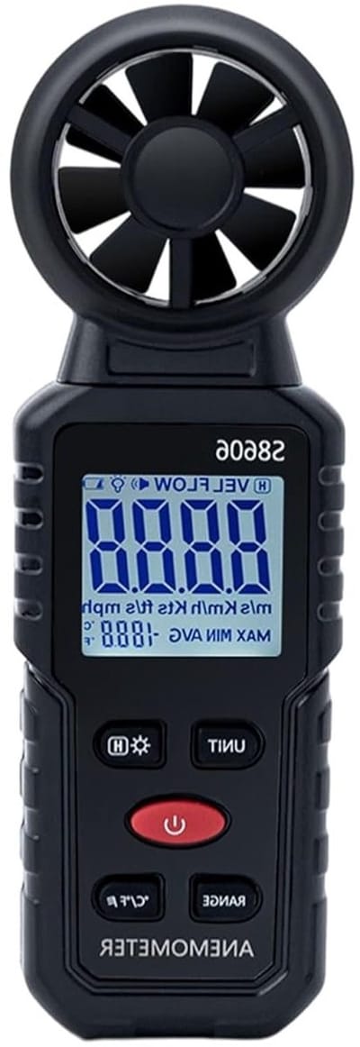 Draagbare digitale anemometer 3-in-1 voor windsnelheid, windkracht en temperatuur, ideaal voor navigatie en vliegen, meetbereik 0 tot 45 m/s