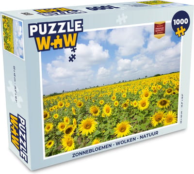Puzzel Zonnebloemen - Bloemen - Wolken - Natuur - Geel - Landschap - Legpuzzel - Puzzel 1000 stukjes volwassenen