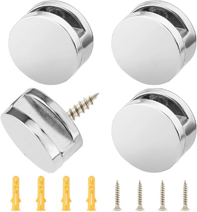Set van 4 Wandspiegels Bevestigingshouders, RVS Glasklem voor 4-7mm Dikke Spiegels, Geschikt voor Schilderijen en Acryl Foto's