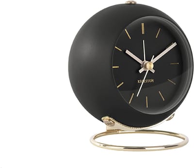Karlsson Wekker Globe - Zwart - 9,5x10,5x7cm - Scandinavisch - Wekker voor slaapkamer - Wekkers