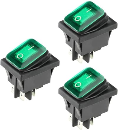 Dailygoody - Rocker Switch - Waterdicht met LED Indicator - 12V 20A - Groene Kleur - Schakelaar voor Auto - Geschikt voor Boot - Kleur Groen