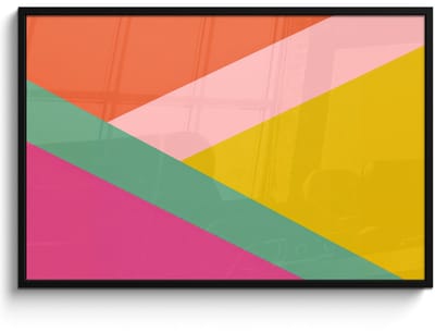 Poster in lijst - Fotolijst 120x80 cm - Posters - Driehoeken - Kleurrijk - Abstract - Posterlijst zwart - Decoratie - Wanddecoratie woonkamer - Muurdecoratie slaapkamer