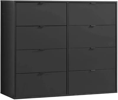 mokebo commode 'Die Stilvolle' (110x95x40cm) sideboard, voor slaapkamer, hal & kinderkamer met 8 houten lades in zwart antraciet