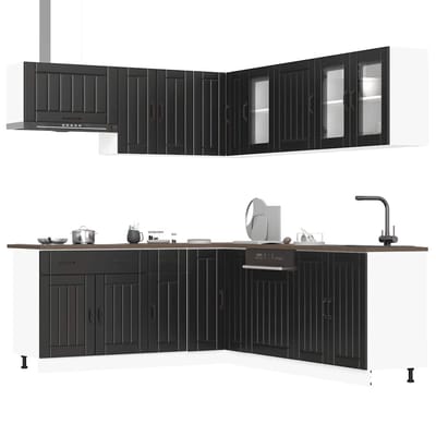 vidaXL - 11-delige - Keukenkastenset - Lucca - bewerkt - hout - zwart