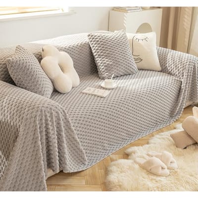 Pluche Jacquard Bankhoes Voor Woonkamer Antislip Bankhanddoek Huis Fauteuilhoezen Loveseat L-Vorm Hoeksbankhoezen 180 x 130cm 1PC gray