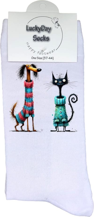 Hond - Trui - Opkikker - Grappige sokken - Valentijn cadeau - Verjaardag cadeau - Sint cadeau - Leuke sokken - Vrolijke sokken - Cadeautje - Grappig cadeau - Poes - Kerstcadeau - Vaderdag - Moederdag - Socks maken Happy - Maat 37-44