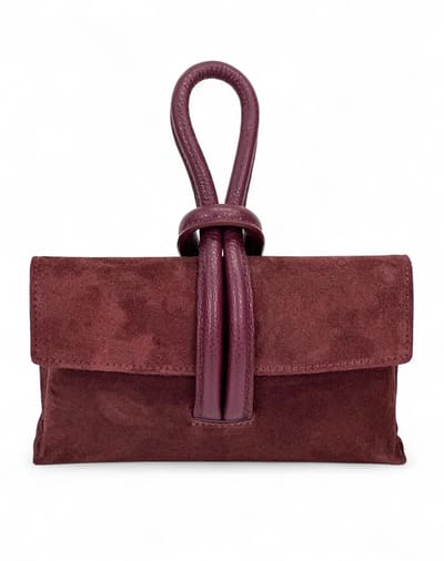 Bordeaux Suède Handtas - Trendy Handtassen Schoudertassen - Leren Lus Handvat - Italiaans Suède - Bordeaux