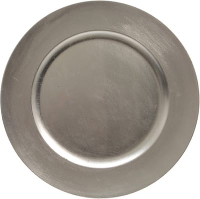 1x stuks kaarsenborden/onderborden zilver glimmend 33 cm - Kaarsenbord/onderzet bord voor kaarsen