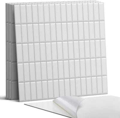 Coloray Wandpanelen Zelfklevend - Gladde, rechthoekige mozaïek Zelfklevende Wandpanelen - 50 cm x 50 cm - Wit Wandpaneel PVC - 5 stuks - Texturen Wandpanelen Zelfklevend - Keuken Wandpanelen - Wandpanelen Badkamer