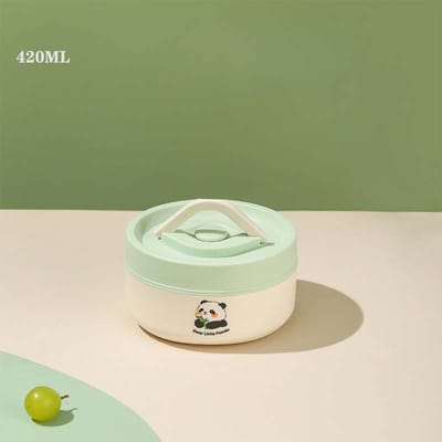 Boîte à lunch isotherme portable Kawaii boîte bento, avec couverts et récipient alimentaire isotherme, adaptée pour les écoles, les bureaux, les pique-niques beige