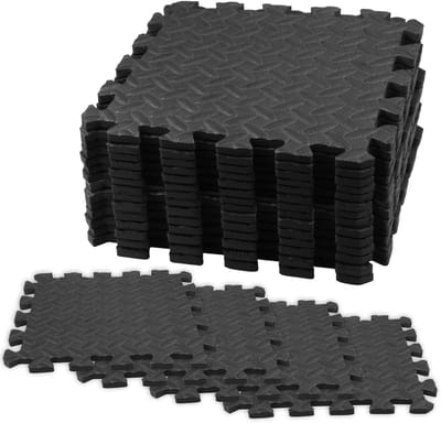 Puzzelmat Set - Vloerbescherming - Thuis Sporten - Schokabsorberend Schuim - 18 Stuks 30x30cm - Zwart