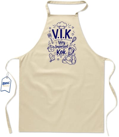 Basics - Unisex Schort - kookschort - keukenschort - BBQ schort - 65 x 90 cm - 100% katoen - V.I.K. Very Important Kok - ecru / kaki