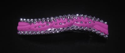 Patentspeld roze gebogen met strass punten