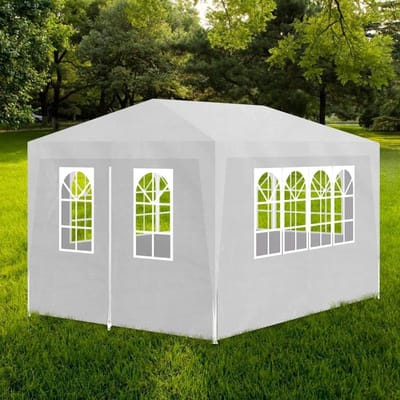 Feesttent met zijwanden - Tuinpaviljoen Waterdicht - Feestelijke Bijeenkomsten - Inclusief Ramen - 3 x 4 Meter - Wit