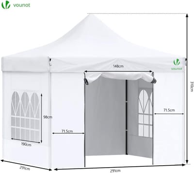 Opvouwbaar Tuinpaviljoen 3x3 m - Waterdichte Tent met 4 Wanden voor Tuin, Festival en Camping