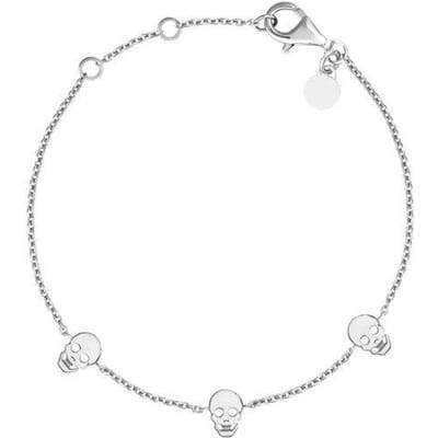 Argent Sterling 925 Bracelet Têtes de Mort Argent Plaqué Or Bracelet à Charms Chaîne Femme Bijoux de Fête de Mariage argenté