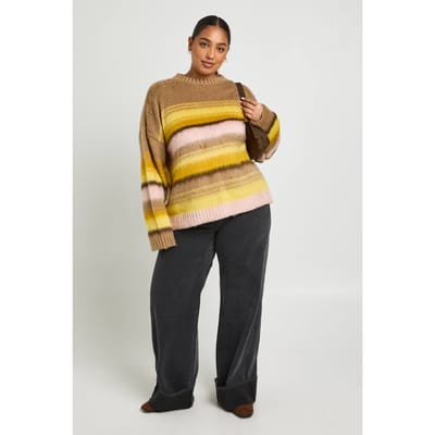 boohoo Dames Plus Geborstelde Streep Oversized Trui | Maat: 20-22