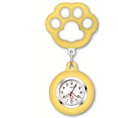 Schattige kattenpoot verpleegster horloge broche met clip intrekbare telescopische verpleegster dokter paramedicus zakhorloge white
