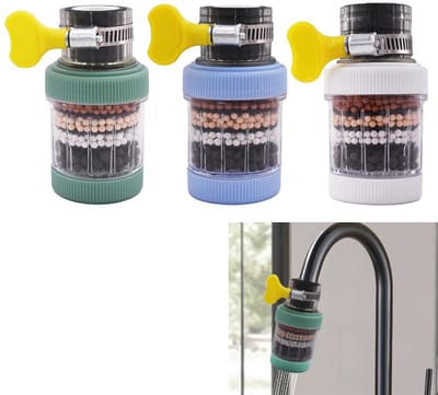 3-delige kraanfilterset - Actief koolwaterfilter voor thuisgebruik - Verwijdert chloor, fluoride en zware metalen - Wit, groen, blauw