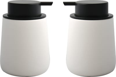 MSV Zeeppompje/dispenser Malmo - 2x - Keramiek - wit/zwart - 8,5 x 12 cm - 300 ml