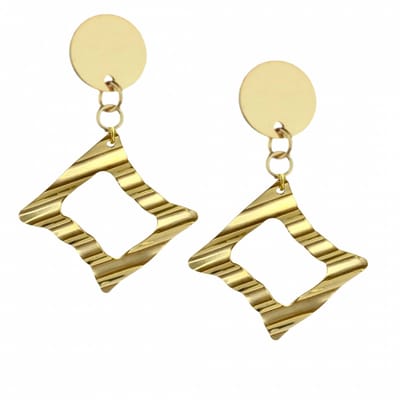 Clip oorbellen -goudkleurig -wave- lang- geen gaatje- Charme Bijoux
