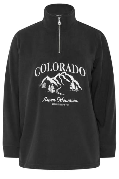 Yours Zwarte 'Colorado' Fleece Met Kwartrits Size 42