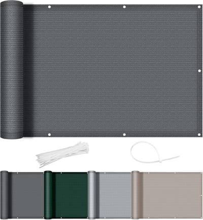 SHADE Balkonscherm 100x300cm in HDPE Balkonafdekking,Inkijkbescherming,Ondoorzichtig Balkonomranding Met Oogjes,Waterdicht, Windscherm,UV-bescherming,Voor Balkon,Tuin,Terras,Antraciet