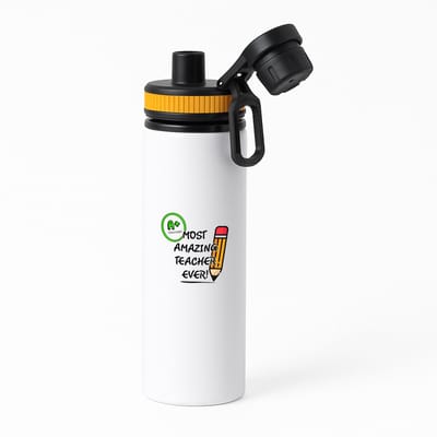 Hacebo® - Docent cadeau - waterfles met draaidop oranje - Meester en juffen cadeau - Collega - Onderwijs - verjaardagscadeau - verjaardag - cadeau - afscheidscadeau - geschenk - leuke cadeau - kado - gift - juffendag - water fles - 850ML