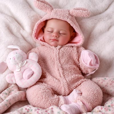 Realistische Reborn Pop 50 cm voor Meisjes met Zachte Stoffen Body en Pluche Konijntje