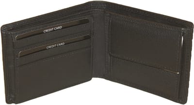 Oi zwarte leren herenportemonnee klein / laag model billfold met klep naar links / compacte herenbeurs voor 9 pasjes / RFID SAFE / zwart leer / 564