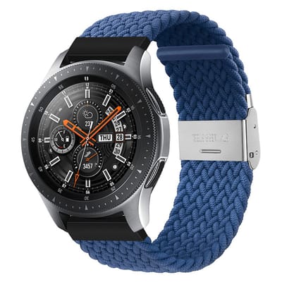 Qelus Blauwe 20mm Gebreide Nylon Elastische Horlogeband met RVS Gesp - Verstelbare Lengte - Vervangende Band voor Horloges en Smartwatches - Sportief, Zachte en Ademende - Voor Mannen en Vrouwen