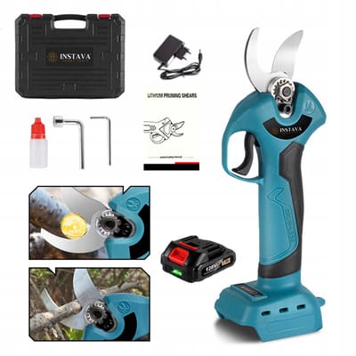 Instava Accu Snoeischaar – 35 mm – Incl. 1 Accu (2.0Ah) – Elektrische Snoeischaar – Makita LXT 18V Accu Compatibel – Opbergkoffer & Accessoires