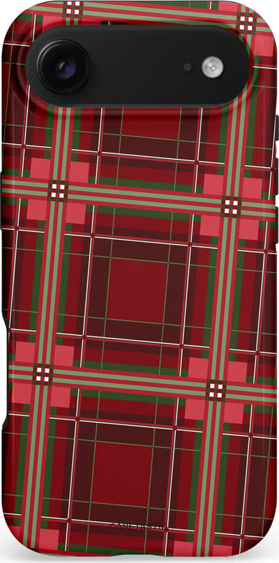 Casetastic hoesje geschikt voor Apple iPhone Air - MagSafe - Dubbellaagse bescherming - Schots Ruit Rood - Tartan Royal Stewart Plaid - Fashion Case - Bordeaux Taupe Donkergrijs