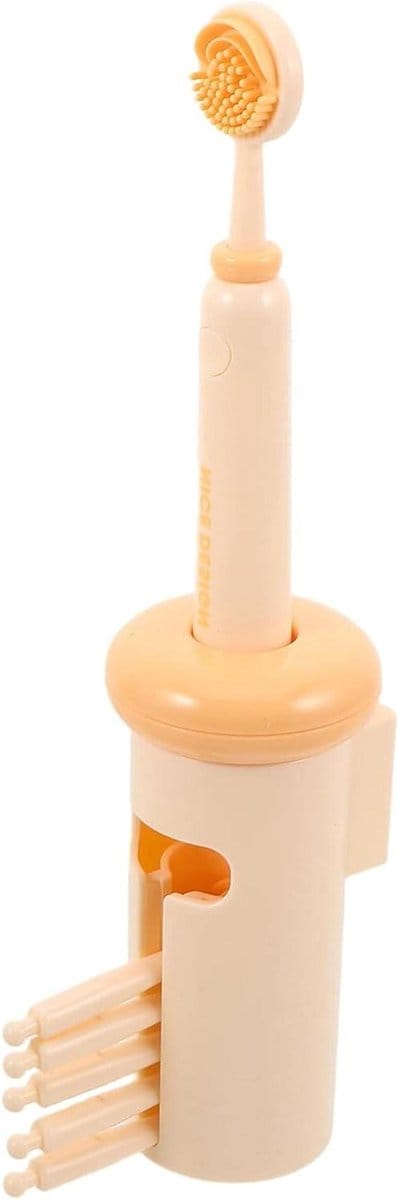 Siliconen Tongschraper - Tongreiniger Mond - Frisse Adem - Dubbele Opzetstukken - 15.5 cm - Beige