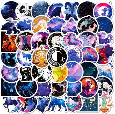 Sterrenbeelden Stickers - 50 stuks - Thema Astrologie/Horoscopen - Laptopstickers/Journal Stickers