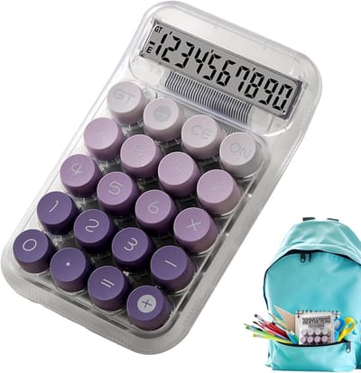 Kinder Rekenmachine - Handheld Calculator - School en Thuis - Mechanische Knoppen - 15 cm - Paars