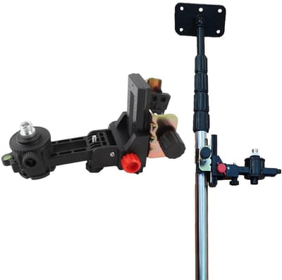 Dailygoods - Fine Tuning Bracket Level Tool Adapter - 360 Graden Rotatie - Verstelbare Openingsclip - Zwart - Telescopische Stokhouder - Geschikt voor...