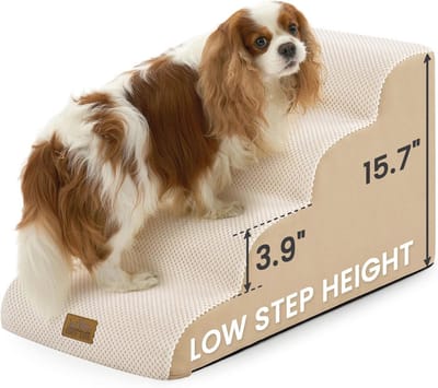 Hondentrap voor kleine honden - Gebogen huisdierenopstap met hoge dichtheid schuim