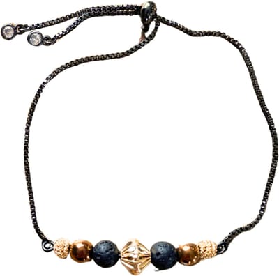 Armband Sita- lavasteen - koperkleur- kralen - Charme Bijoux