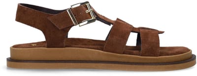 Manfield - Dames - Bruine suède sandalen - Maat 36