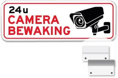 Camerabewaking bord - Weerbestendig Aluminium - 40x15 cm - Bevestiging: Met muur-/ wandmontage beugels